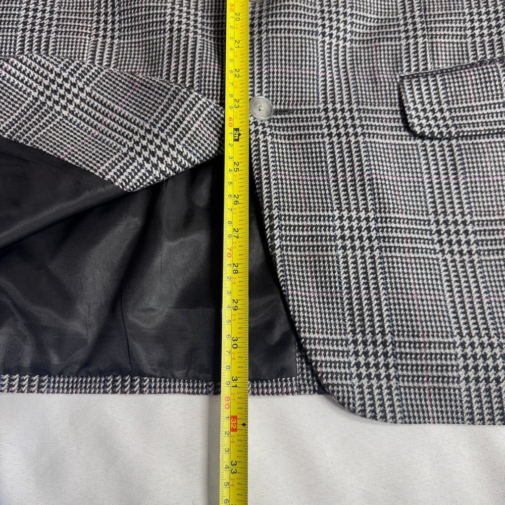 Burberrys Blazer Men 44L Grey Glen Plaid Sport Coat Vintage Dark Academia Luxury - Picture 6 of 16
